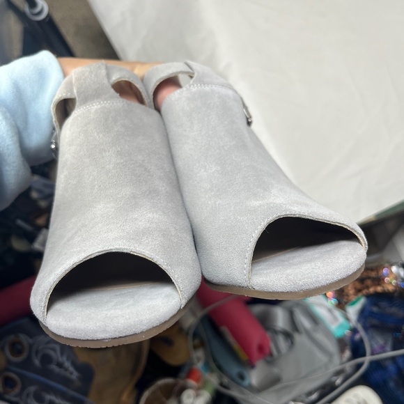 Vionic Suede Perk Kaia Heel - Ladies Peep Bootie Stacked Heels Sz 7 - Picture 10 of 11